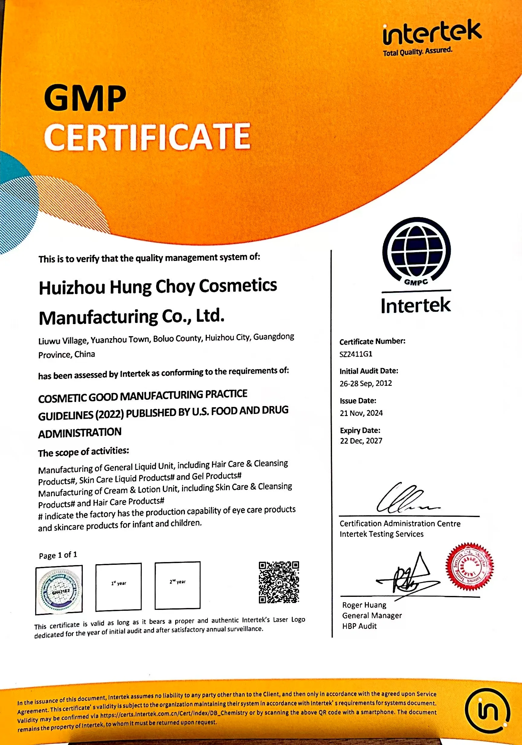 FDA Certification